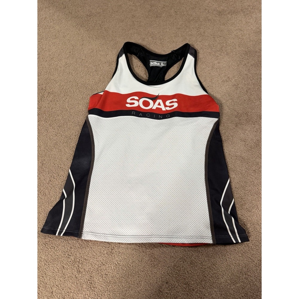 SOAS Racing Triathlon Jersey Womens Large White Black Run Cycling Tank